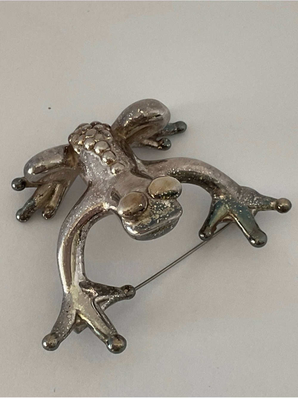 Vintage Joe Eustace JE 925 Sterling Silver Frog Brooch Pin 3D Figural - Picture 5 of 6